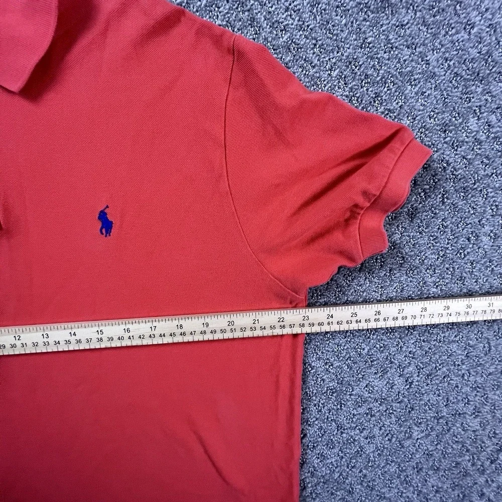 Polo‎ Ralph Lauren Polo Shirt Mens Large Coral Orange Short Sleeve Pique Cotton